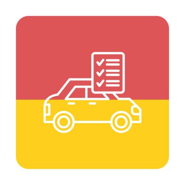 Araç kontrol listesi simgesi, araba bakım vektörü illüstrasyonu 