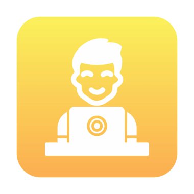 Dizüstü bilgisayarı olan adam vektör çizimi  