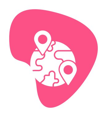 Konum simgesi, Dünya Turizmi kavramına sahip Dünya küresinin vektör illüstrasyonu