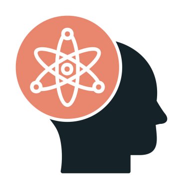 Atom, bilim simgesi, vektör illüstrasyon tasarımı olan insan kafası                                   