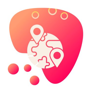 Konum simgesi, Dünya Turizmi kavramına sahip Dünya küresinin vektör illüstrasyonu