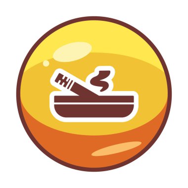 Kül tablası yanan sigara ikonu, vektör illüstrasyonu 