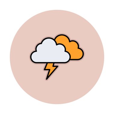 Yıldırım ikonlu fırtına bulutları. vektör illüstrasyonu                   