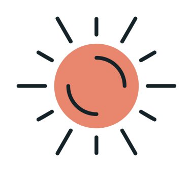 Güneş düz simge vektör çizim