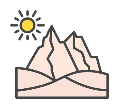 Çöl dağı manzara ikonu vektör illüstrasyon tasarımı