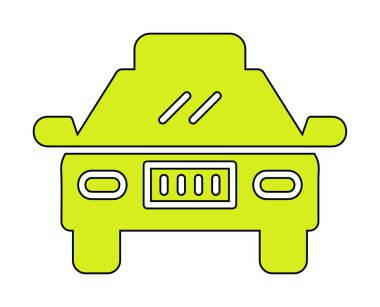 Basit taksi arabası simgesi, vektör illüstrasyonu