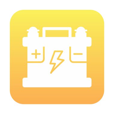 Araba aküsü simgesi. Ağ için Kataloglayıcı imza vektör simgesinin düz çizimi.