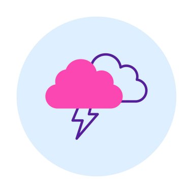 Yıldırım ikonlu fırtına bulutları. vektör illüstrasyonu                   