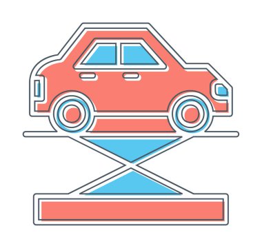 araba kriko ve onarım servisi, vektör illüstrasyonu  