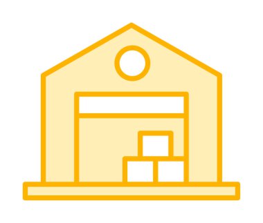 Kutu simgesi ve vektör illüstrasyonlu depo 