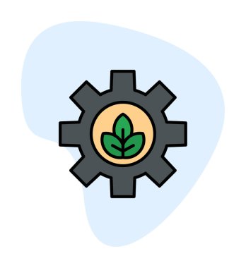 Bitki simgesiyle çark, gezegen konseptinin ekolojik sürdürülebilirliği, vektör illüstrasyonu