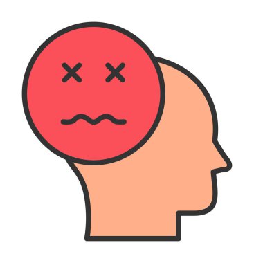 Hasta emoji simgesi olan insan kafası, vektör illüstrasyonu