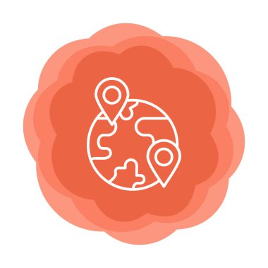 Konum simgesi, Dünya Turizmi kavramına sahip Dünya küresinin vektör illüstrasyonu