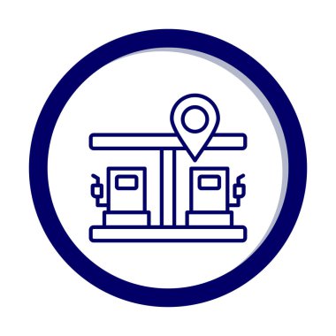 Benzin istasyonu web simgesi, vektör illüstrasyonlu harita işaretleyici