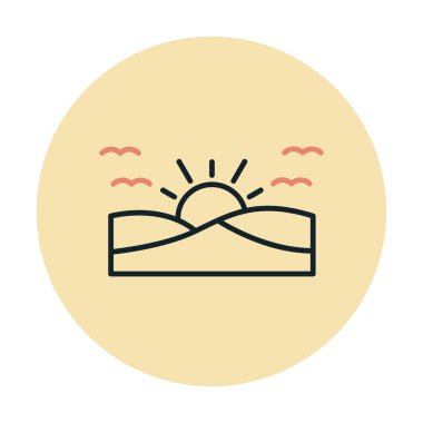 düz gün batımı ve deniz vektör çizimi tasarımı