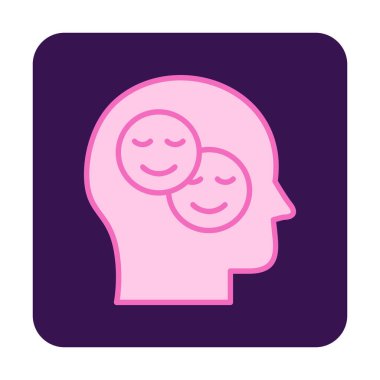 Gülümseyen emojilerle insan kafası, vektör illüstrasyonu