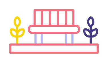 Park bankının ikonu. Düz renk tasarımı. vektör illüstrasyonu