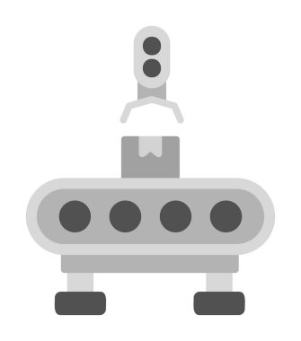 düz Fabrika Makine simgesi vektör çizimi  