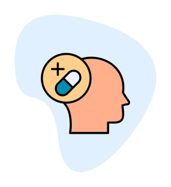 Tıbbi ve sağlık ikonu, vektör illüstrasyon. Ruh Sağlığı Konsepti                                    