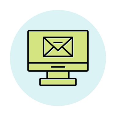 Basit düz bilgisayar e- posta iletisi vektör illüstrasyon tasarımı