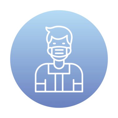 Düz genç adam tıbbi maske vektör tasarımı ile