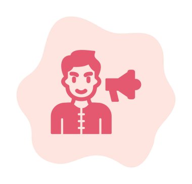 Gençler megafonla, vektör illüstrasyonuyla protesto ediyor  