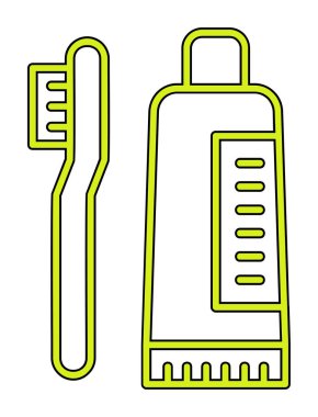 Diş fırçası ve diş macunu ikonları vektör illüstrasyonuName