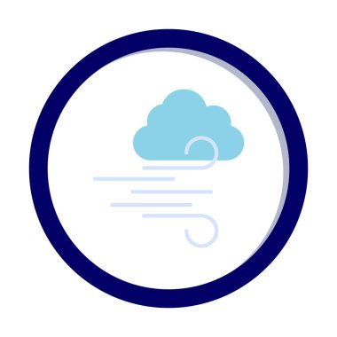 Bulutlu rüzgar simgesi, vektör illüstrasyonu 