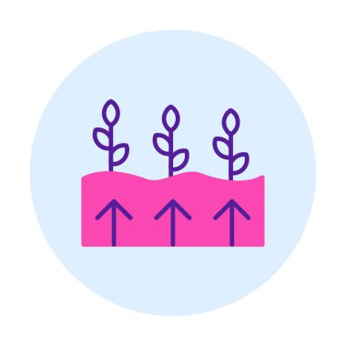 Bitkiler ve oklar ikon vektör çizimi. Jeotermal Enerji Konsepti                   