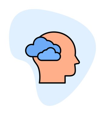 Bulut simgesi olan beyin, vektör illüstrasyonu