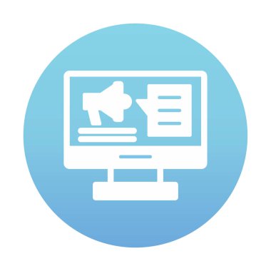 bilgisayar monitörü ve megafon, Dijital Kampanya konsept vektörü