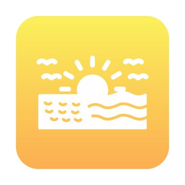 Deniz Ağı simgesinde gün doğumu, vektör illüstrasyonu 