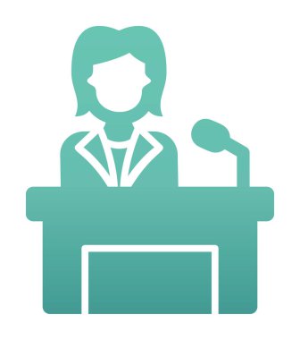 Konuşma standında konuşma yapan kadınlar, vektör illüstrasyonu