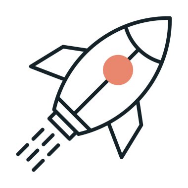 Girişim konsepti, roket simgesi, düz tasarım 