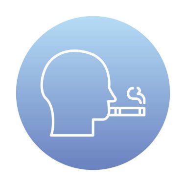 Sigara simgesi olan sigara içen adamın profili, vektör illüstrasyonu 