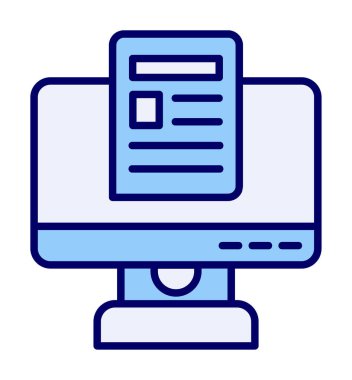 Yazı simgesi, vektör illüstrasyonlu bilgisayar ekranı