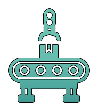 düz basit Fabrika Makine simgesi vektör çizimi  