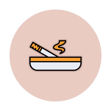 Kül tablası yanan sigara ikonu, vektör illüstrasyonu 