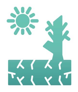 Kuraklık zeminli bir ağacın vektör düzlüğü simgesi 