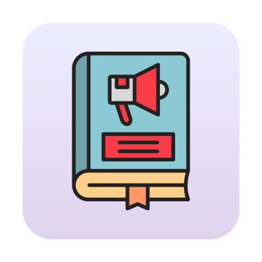 Pazarlama Kitabı simgesi, vektör illüstrasyonu