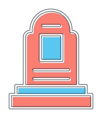 mezar taşı düz simgesi, vektör illüstrasyonu