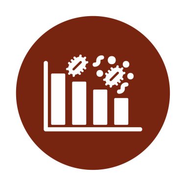 Grafik ve bakteri simgesi, vektör illüstrasyonu ile azalan kavram   