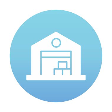 Kutu simgesi ve vektör illüstrasyonlu depo 