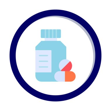 İlaç şişesi, ilaç ikonu, vektör illüstrasyonu                                         