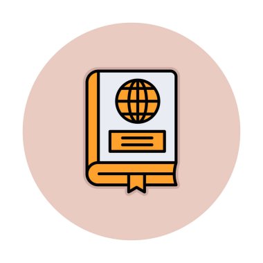 Coğrafya Kitabı web simgesi, vektör illüstrasyonu 