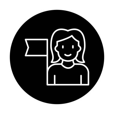 Bayrağı olan insanlar, tasarım vektörü illüstrasyonunda feminizm 