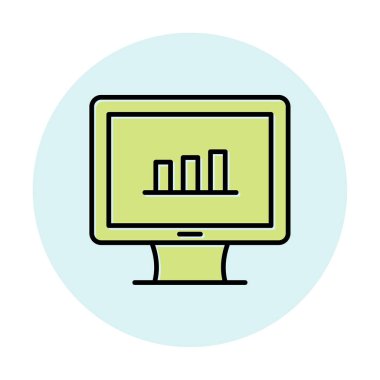 iş grafiği bilgisayar ekranında, vektör illüstrasyonu basit tasarım