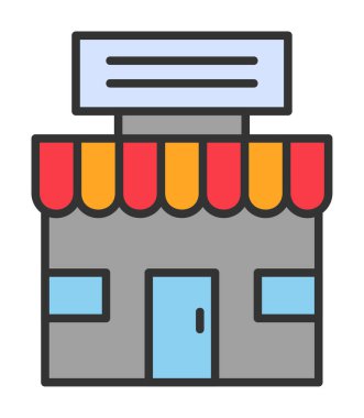 dükkan simgesi, vektör illüstrasyonu basit tasarım