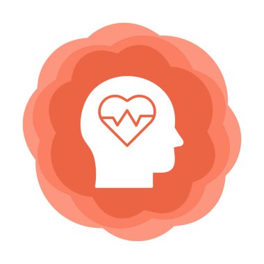 baş silueti kalp simgesi, vektör illüstrasyonu basit tasarım