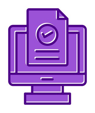 Bilgisayar ekranında web sitesi kayıt simgesi, vektör illüstrasyonu basit tasarım